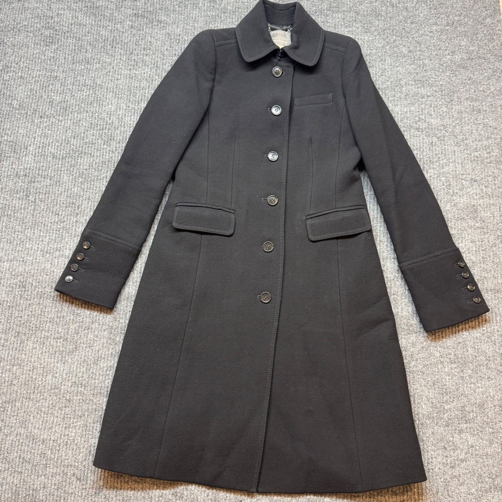 J.Crew Lady Day Double Cloth Coat 4 Tall Black Italian Wool Thinsulate Insulated